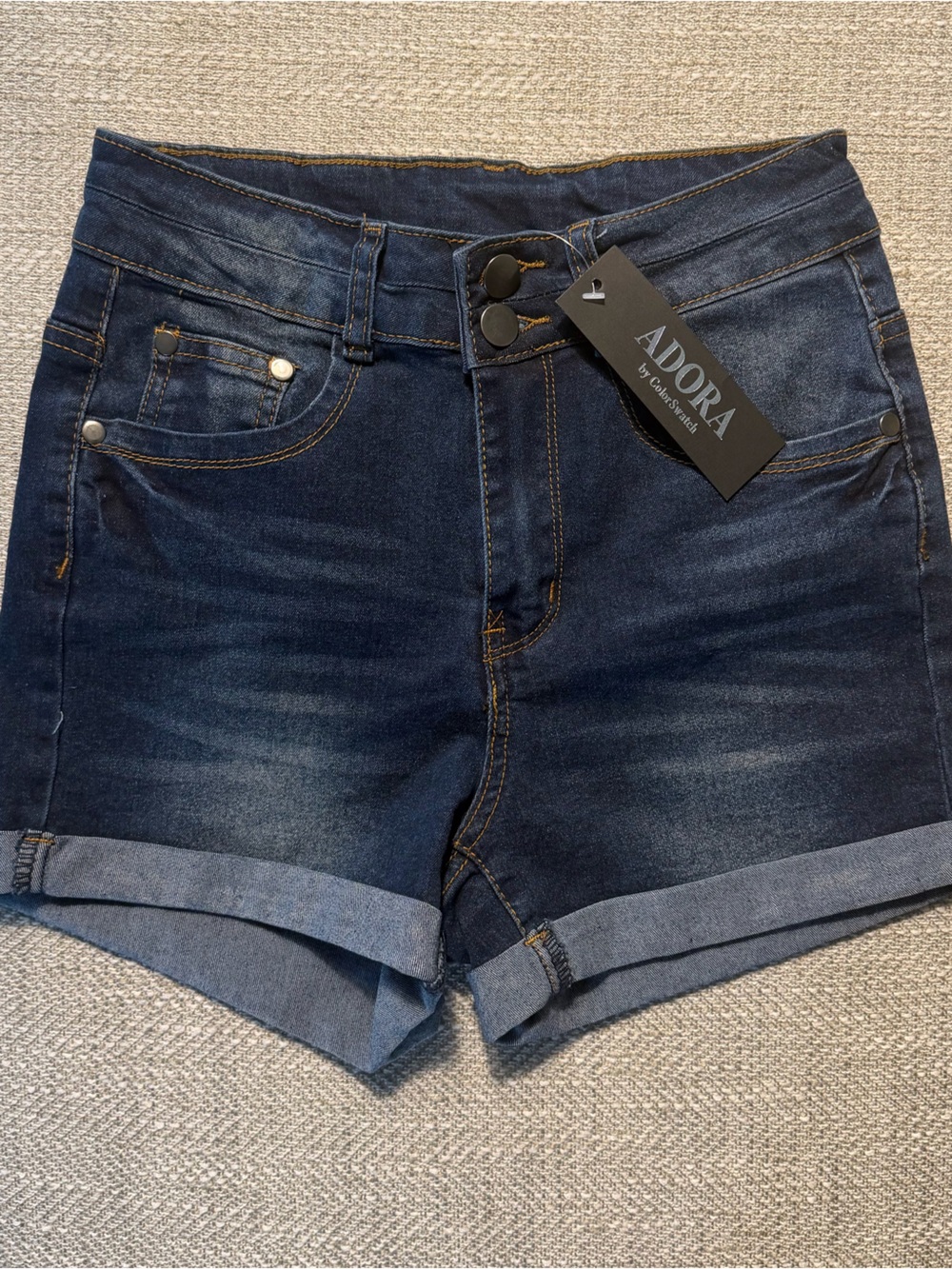 NWT Adora by Color Swatch Denim Jean Shorts Women S Distressed Dark Wash Boutiqu